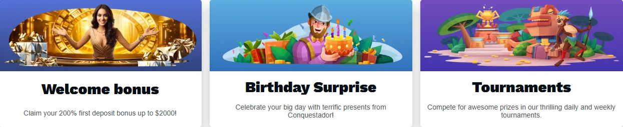 Conquestador Casino bonuses