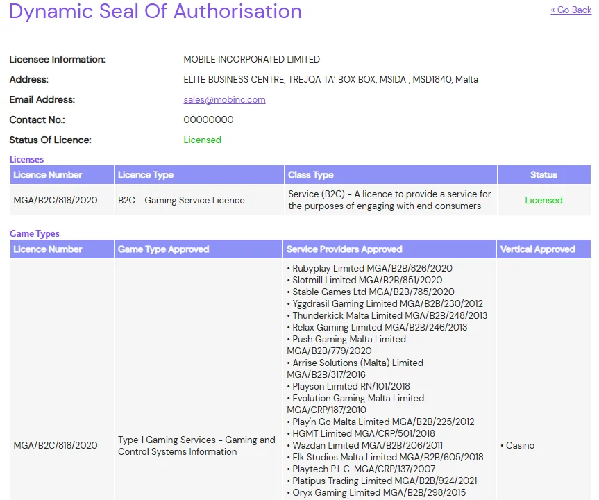 Conquestador Casino license